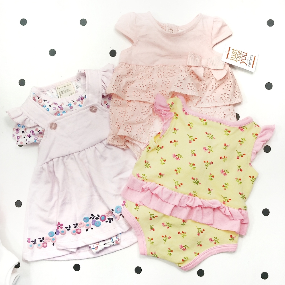7 Piece Girls Newborn Lot Infant 0-3 Months